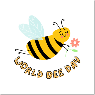 Yellow and Black World Bee Day Posters and Art